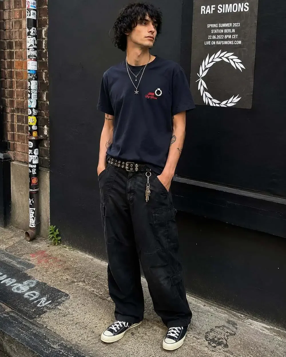 Raf Simons x Fred Perry Laurel Wreath Logo T-Shirt Navy Small NWT Portugal